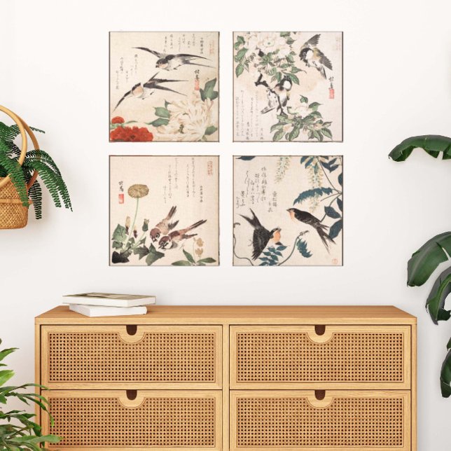 Japanese Audubon Bird Gallery Wall Art Set of 4 (Creator Uploaded)