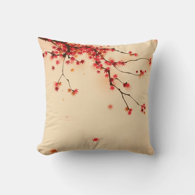 Japanese Autumn Art Throw Pillow (Front)