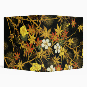 Japanese Autumn Leaves Antique Botanical 3 Ring Binder