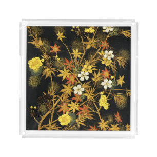 Japanese Autumn Leaves Antique Botanical Acrylic Tray