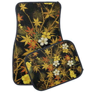 Japanese Autumn Leaves Antique Botanical Car Floor Mat