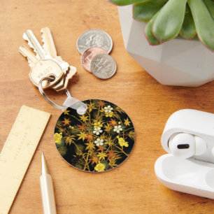 Japanese Autumn Leaves Antique Botanical Keychain