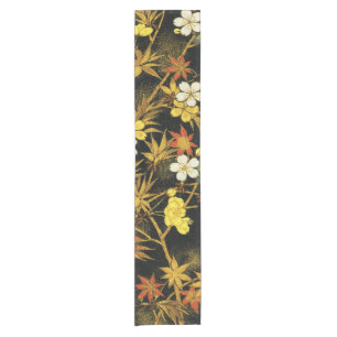 Japanese Autumn Leaves Antique Botanical Short Table Runner