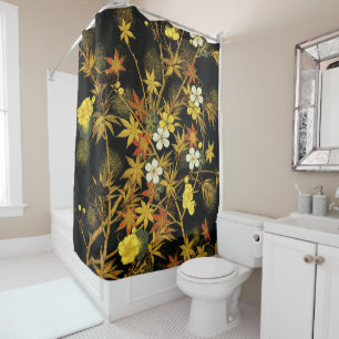 Japanese Autumn Leaves Antique Botanical Shower Curtain