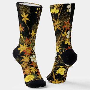 Japanese Autumn Leaves Antique Botanical Socks
