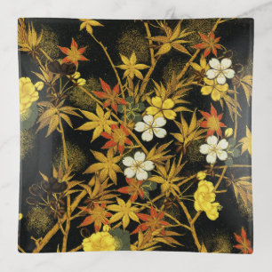 Japanese Autumn Leaves Antique Botanical Trinket Tray