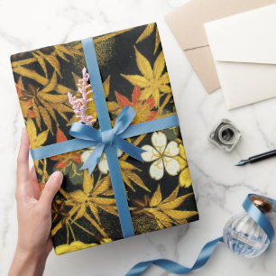 Japanese Autumn Leaves Antique Botanical Wrapping Paper