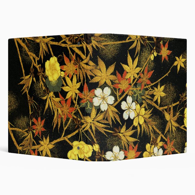 Japanese Autumn Leaves Antique Rich Classic Art 3 Ring Binder (Background)