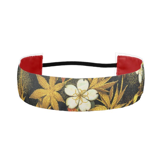 Japanese Autumn Leaves Antique Rich Classic Art Athletic Headband (Front)