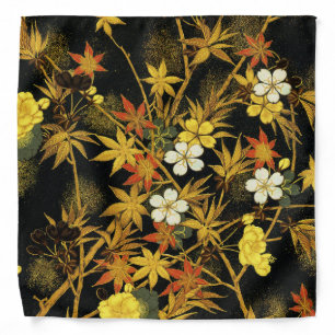 Japanese Autumn Leaves Antique Rich Classic Art Bandana