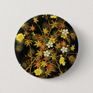 Japanese Autumn Leaves Antique Rich Classic Art Button