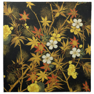 Japanese Autumn Leaves Antique Rich Classic Art Cloth Napkin