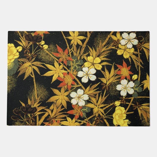 Japanese Autumn Leaves Antique Rich Classic Art Doormat (Front)