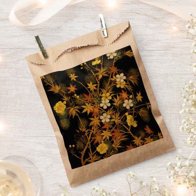 Japanese Autumn Leaves Antique Rich Classic Art Favor Bag (Clipped)