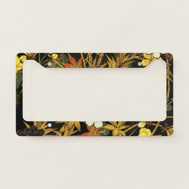 Japanese Autumn Leaves Antique Rich Classic Art License Plate Frame (Front)