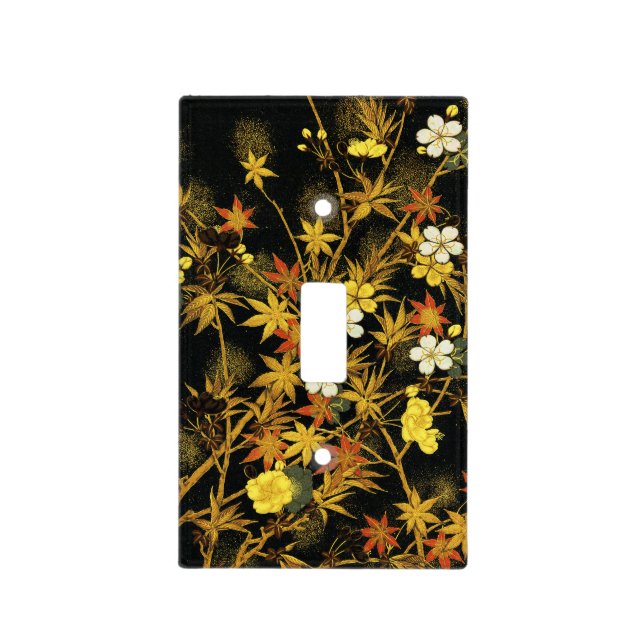 Japanese Autumn Leaves Antique Rich Classic Art Light Switch Cover (Front)