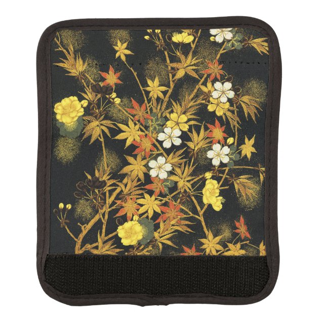 Japanese Autumn Leaves Antique Rich Classic Art Luggage Handle Wrap (Front)