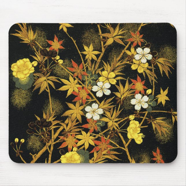Japanese Autumn Leaves Antique Rich Classic Art Mouse Pad (Front)