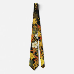 Japanese Autumn Leaves Antique Rich Classic Art Neck Tie
