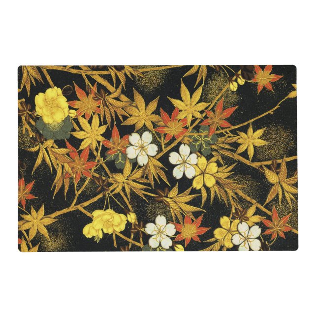 Japanese Autumn Leaves Antique Rich Classic Art Placemat (Front)