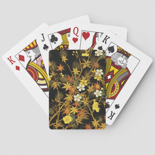 Japanese Autumn Leaves Antique Rich Classic Art Poker Cards (Back)