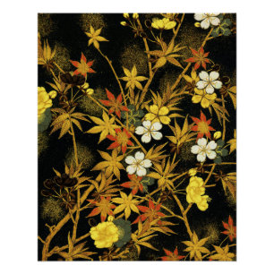 Japanese Autumn Leaves Antique Rich Classic Art Poster