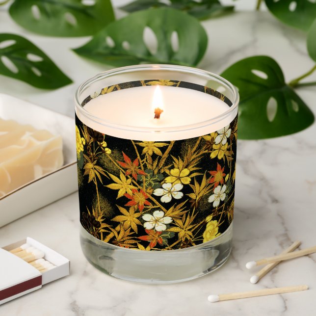 Japanese Autumn Leaves Antique Rich Classic Art Scented Candle (Lit)