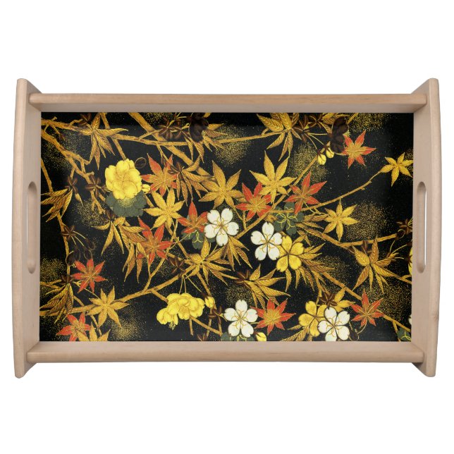 Japanese Autumn Leaves Antique Rich Classic Art Serving Tray (Front)