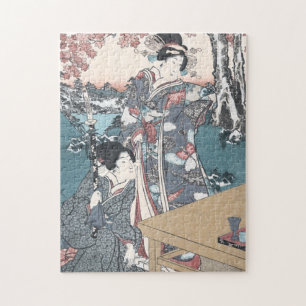 Japanese Autumn Ukiyo-e Momijigari no himegimi Jigsaw Puzzle