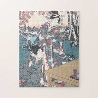 Japanese Autumn Ukiyo-e Momijigari no himegimi Jigsaw Puzzle