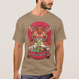 Japanese Baby Tiger Eating Ramen Noodles T-Shirt