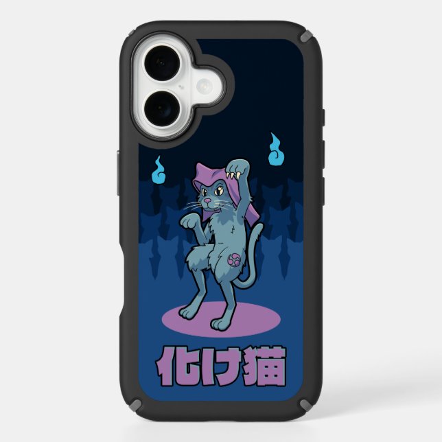 Japanese Bakeneko Cat Yokai Speck iPhone Case (Front)