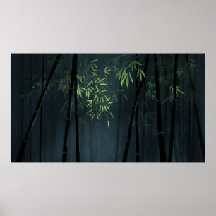 Japanese Bamboo Forest Painting Poster