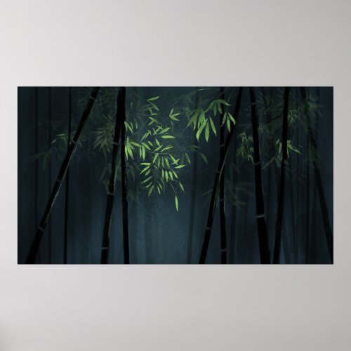 Japanese Bamboo Forest Painting Poster