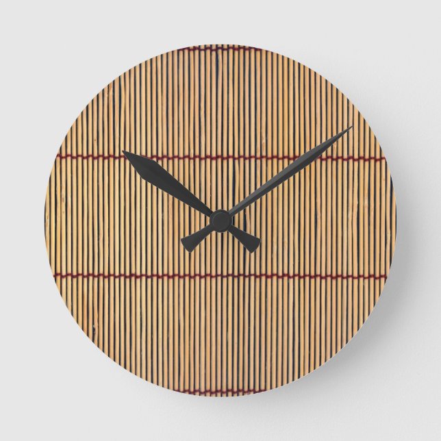 Japanese Bamboo Mat Round Clock (Front)