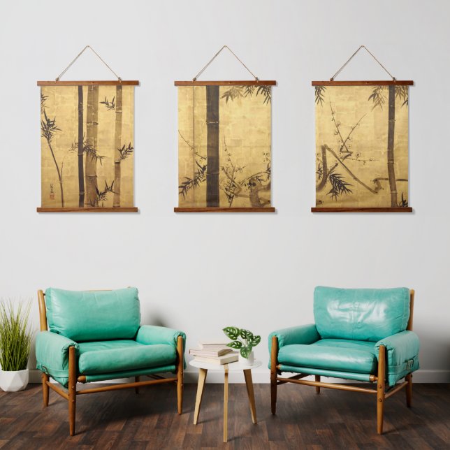 Japanese Bamboo & Plum Tree by Ogata Kōrin Hanging Tapestry (Living Room)