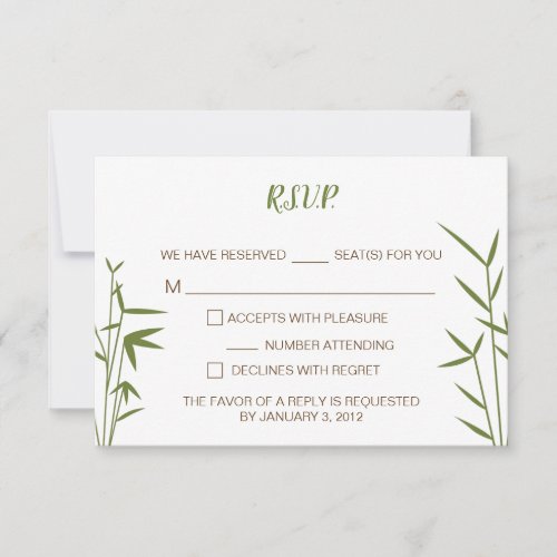 Japanese Bamboo Wedding RSVP Card