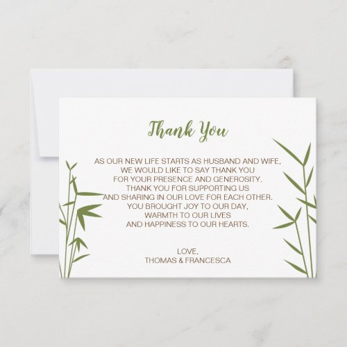 Japanese Bamboo Wedding Thank You Card