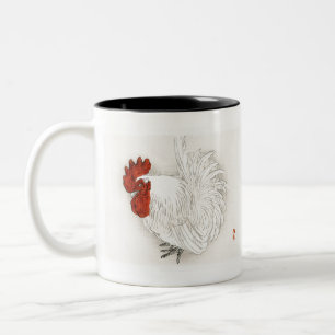 Japanese Bantam by Kono Bairei - Rooster Two-Tone Coffee Mug