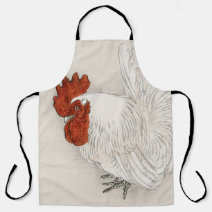 Japanese Bantam Rooster Kono Bairei Watercolor Apron