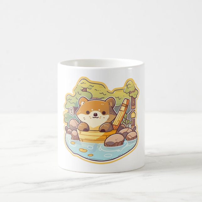 Japanese Bathing Tanuki Coffee Mug (Center)