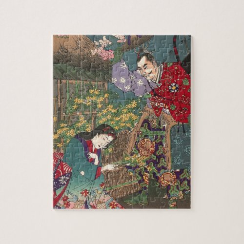 Japanese Beautiful Geisha Samurai Art Jigsaw Puzzle