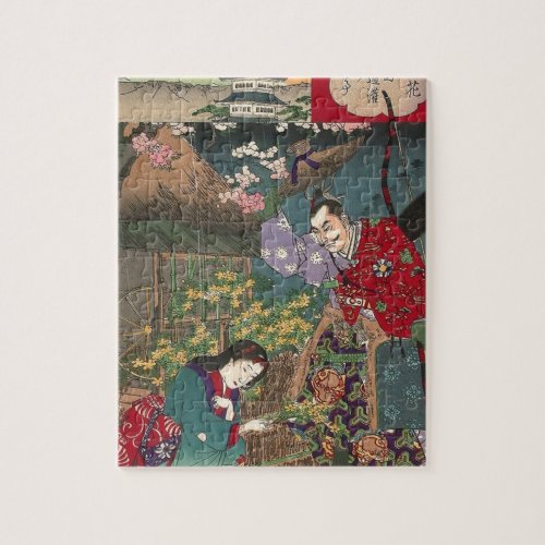 Japanese Beautiful Geisha Samurai Art Jigsaw Puzzle