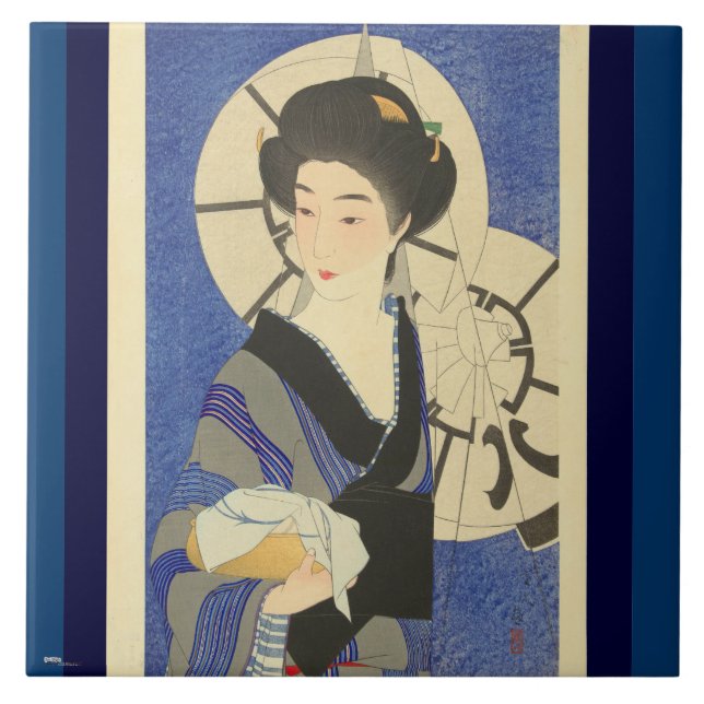 Japanese Beauty At the Bathouse Ceramic Tile (Front)