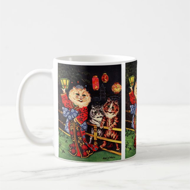 Japanese Beauty Cat by Louis Wain Coffee Mug (Left)