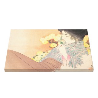 Japanese beauty with flower geisha maiko tattoo canvas print