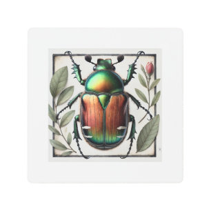 Japanese beetle painting 110924IREF232 - Watercolo Metal Print