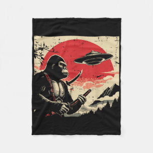 Japanese Bigfoot Samurai Ufo Vintage Sasquatch Men Fleece Blanket
