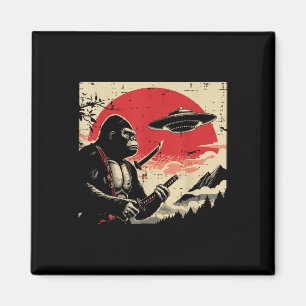 Japanese Bigfoot Samurai Ufo Vintage Sasquatch Men Magnet