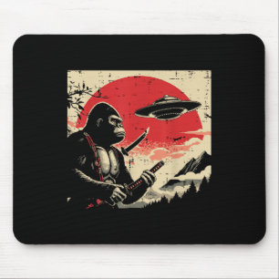 Japanese Bigfoot Samurai Ufo Vintage Sasquatch Men Mouse Pad